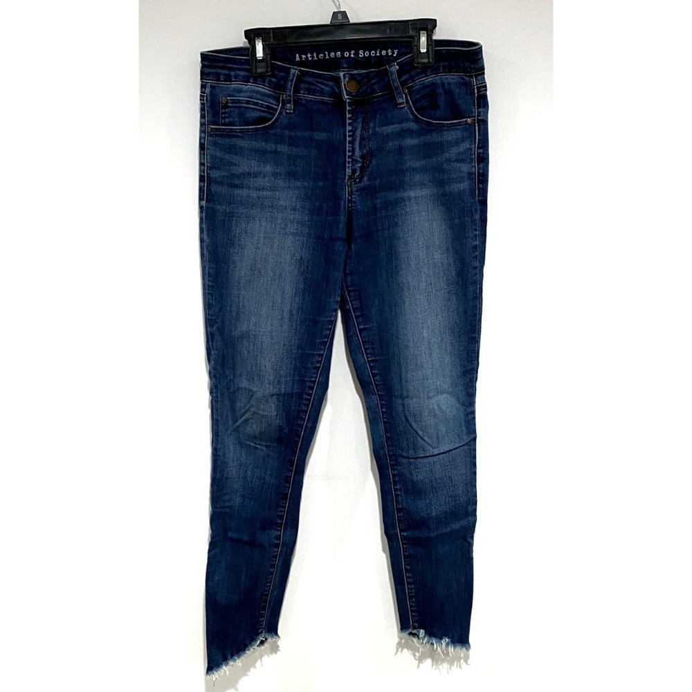 Articles of Society Skinny Jeans Women's 28 Blue Denim Stretch Frayed Hem